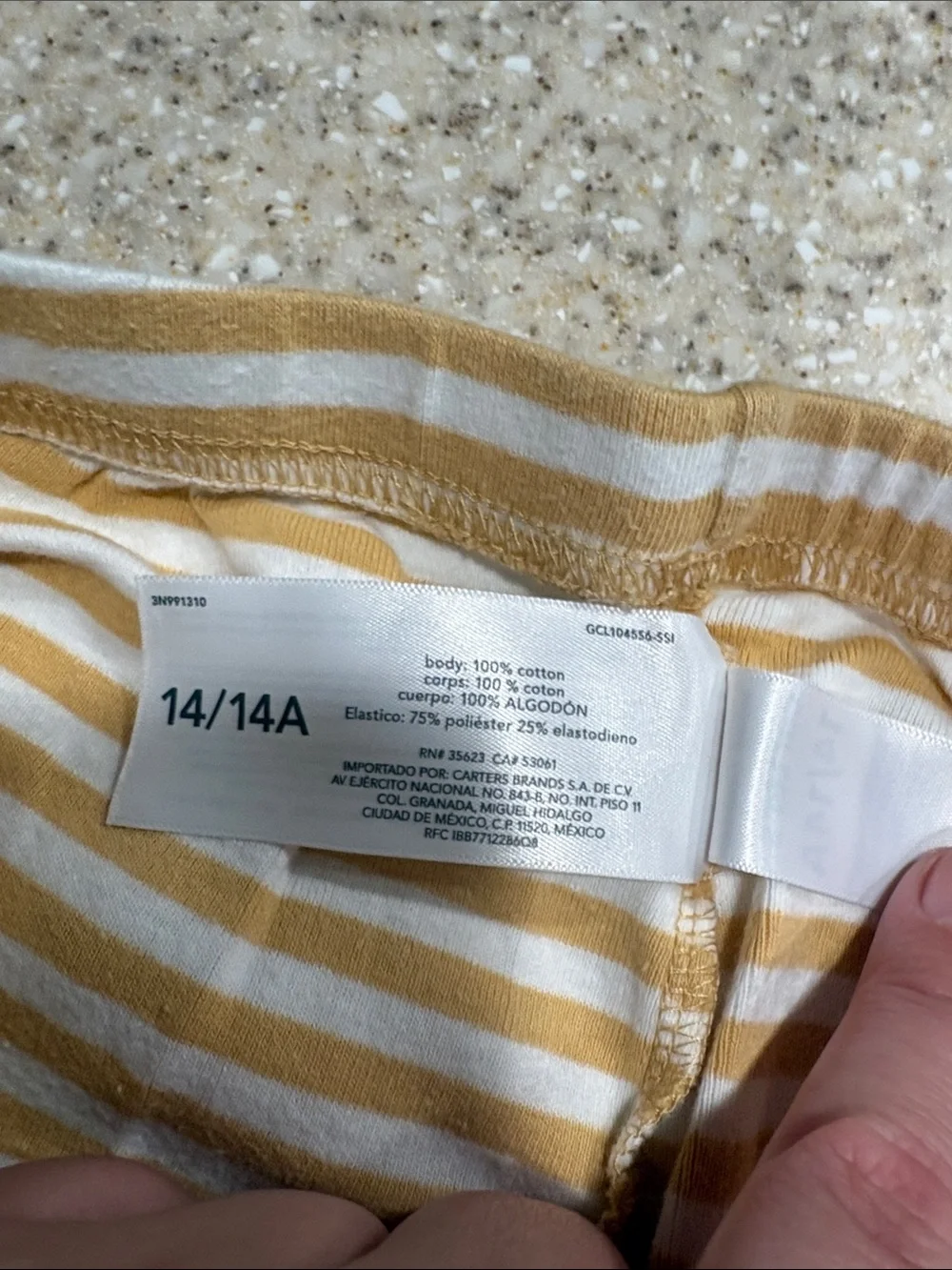 Carters girls size 14 pajama set long sleeve and pants cotton yellow